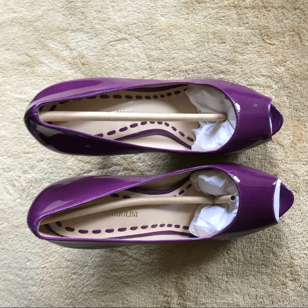 โSOLDโ Enzo Angiolini Purple Patent Peep Toe Pumps - Picture 7 of 7